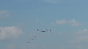 Old airplanes in formation