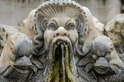 Old antique marble fountain with monster heads royalty free stock photo Old antique marble fountain with monster heads royalty free stock photo