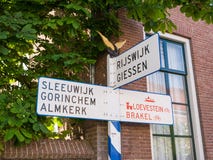 Old ANWB signpost in Woudrichem, Netherlands stock image Old ANWB signpost in Woudrichem, Netherlands stock image
