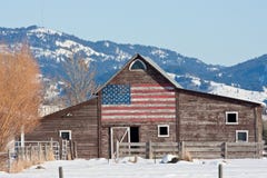 Old Barn with American Flag
