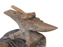 Old Blacksmith Anvil And Hammer. Royalty Free Stock Photography
