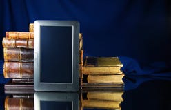 Old Books And Tablet Pc Stock Photo Old Books And Tablet Pc Stock Photo
