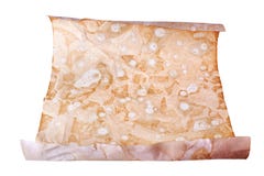 Old brown paper roll on white background close up, scroll antique document design, copy space, historical ancient letter stock photography Old brown paper roll on white background close up, scroll antique document design, copy space, historical ancient letter stock photography