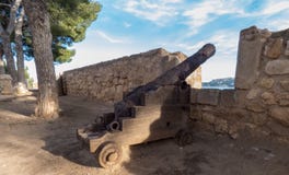 Old canon on the castle wall in Denia, Spain stock image Old canon on the castle wall in Denia, Spain stock image