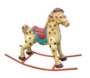 Old Child’s Rocking Horse Isolated. Stock Photo
