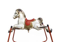 Old Child’s Spring Hobby Horse Isolated Stock Images