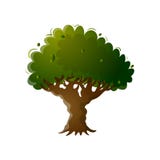 Old colorful green tree with brown stump and deep roots stock illustration Old colorful green tree with brown stump and deep roots stock illustration