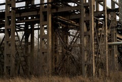 Old concrete pipeline supports in dry winter vegetation stock image Old concrete pipeline supports in dry winter vegetation stock image