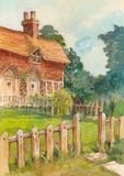 Old cottage and trees watercolor Royalty Free Stock Photo Old cottage and trees watercolor Royalty Free Stock Photo