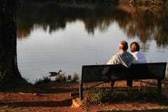 Old Couple Feeding Ducks Royalty Free Stock Photos Old Couple Feeding Ducks Royalty Free Stock Photos