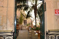 Old cozy cafe in Malta, Mdina. royalty free stock photos Old cozy cafe in Malta, Mdina. royalty free stock photos