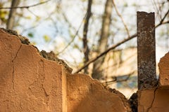 Old Destroyed Concrete Wall With A Metal Support Stock Image Old Destroyed Concrete Wall With A Metal Support Stock Image