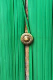 Old door and green curtain royalty free stock photography Old door and green curtain royalty free stock photography