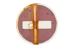 Old faded road sign `No entry` with rusty strip. royalty free illustration Old faded road sign `No entry` with rusty strip. royalty free illustration