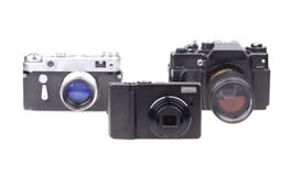 Old Film Cameras And The Modern Camera Stock Images