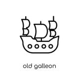 Old Galleon icon. Trendy modern flat linear vector Old Galleon i royalty free illustration Old Galleon icon. Trendy modern flat linear vector Old Galleon i royalty free illustration