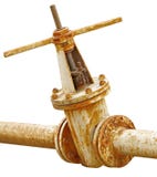 Old gas pipe with a valve on white Royalty Free Stock Photos Old gas pipe with a valve on white Royalty Free Stock Photos