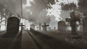 Old gravestones at sunset monochrome. Old abandoned graveyard at last sunset rays. Monochromatic 3D illustration was done from my own 3D rendering file stock illustration Old gravestones at sunset monochrome. Old abandoned graveyard at last sunset rays. Monochromatic 3D illustration was done from my own 3D rendering file stock illustration