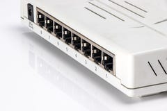 An old gray router on a white background stock photos An old gray router on a white background stock photos