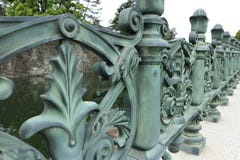 Old green metal fence around the palace royalty free stock image Old green metal fence around the palace royalty free stock image