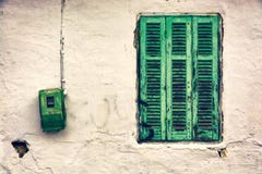 Old Green Window Stock Photography