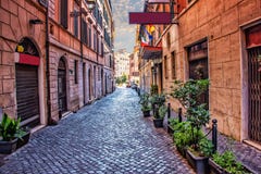 Old Italian Street Via di S. Martino Ai Monti in Rome downtown royalty free stock image Old Italian Street Via di S. Martino Ai Monti in Rome downtown royalty free stock image
