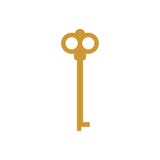 Old key isolated. Ancient door clef on white background. antique vector illustration Old key isolated. Ancient door clef on white background. antique vector illustration