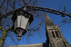 Old Lamp And Church. Stock Photo Old Lamp And Church. Stock Photo