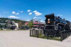 Old Locomotive near Downtown Jasper, Alberta, Canada royalty free stock photos Old Locomotive near Downtown Jasper, Alberta, Canada royalty free stock photos