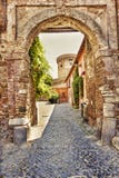 Old main gate to the medieval village of Ostia Antica - Rome royalty free stock photo Old main gate to the medieval village of Ostia Antica - Rome royalty free stock photo