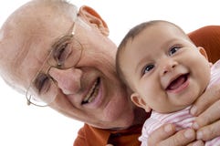 Old Man Holding The Cute Baby Stock Photos