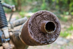 Old motorcycle exhaust pipe. Dirty Stock Photos Old motorcycle exhaust pipe. Dirty Stock Photos