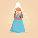 Old person crying Woman Vector. Cartoon. Isolated art on white background. Flat stock illustration Old person crying Woman Vector. Cartoon. Isolated art on white background. Flat stock illustration
