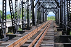 Old rail way bridge, Rail way construction in the country, Journey way for travel by train to any where. Royalty Free Stock Photo Old rail way bridge, Rail way construction in the country, Journey way for travel by train to any where. Royalty Free Stock Photo
