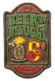 Old Retro Antique Draft Beer Sign Isolated, White royalty free stock image Old Retro Antique Draft Beer Sign Isolated, White royalty free stock image