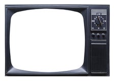Old retro tv set on white background