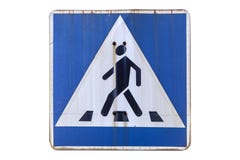 Old road sign `Pedestrian crossing` isolated on white. royalty free illustration Old road sign `Pedestrian crossing` isolated on white. royalty free illustration