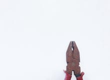 Old rust pliers with red handle isolated on white background royalty free stock photos Old rust pliers with red handle isolated on white background royalty free stock photos