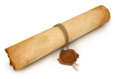 Old Scroll Paper With Wax Seal Stock Photography