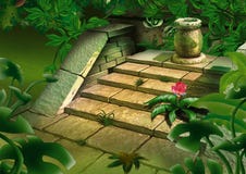 Old steps in jungle vector illustration Old steps in jungle vector illustration
