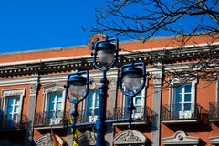 Old street lamp with the Town Hall royalty free stock photos Old street lamp with the Town Hall royalty free stock photos