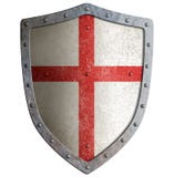 Old templar or crusader metal shield isolated