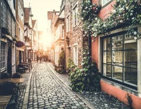 Old Town In Europe At Sunset With Vintage Effect Stock Image Old Town In Europe At Sunset With Vintage Effect Stock Image