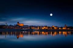 Old town reflected in river at sunset. royalty free stock photo Old town reflected in river at sunset. royalty free stock photo