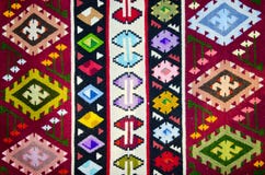 Old Traditional Romanian Wool Carpet Stock Photo
