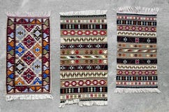 Old Traditional Romanian Wool Carpets Royalty Free Stock Photo