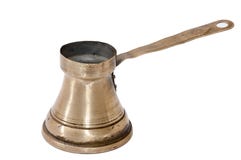Old Turkish copper pot for brewing coffee royalty free stock photos Old Turkish copper pot for brewing coffee royalty free stock photos