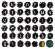 Old typewriter keys, alphabet and numbers