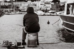 Old unemployed man fishing stock images Old unemployed man fishing stock images