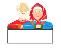 Old vigorous and healthy seniors woman grandmother and man grandfather over the frame with a copy space inside for your text about vector illustration Old vigorous and healthy seniors woman grandmother and man grandfather over the frame with a copy space inside for your text about vector illustration